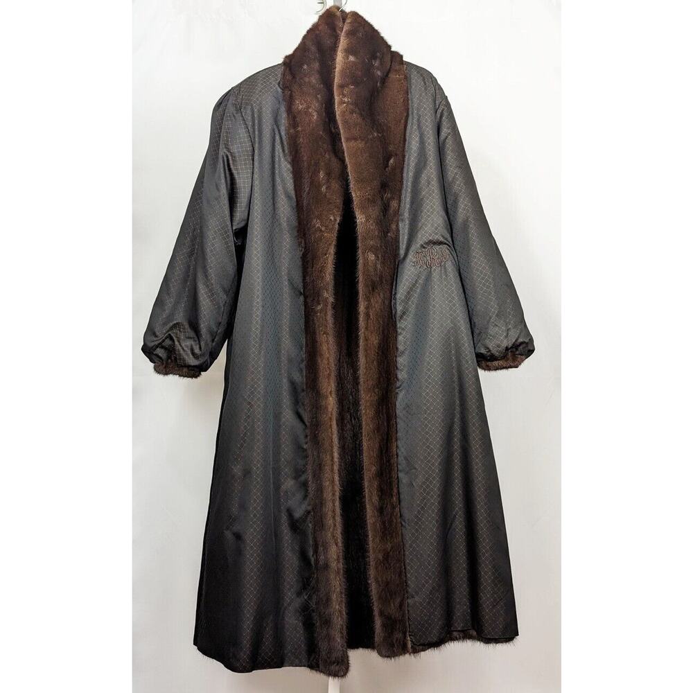 Vintage Mink Coat Balenciaga Full Length Long Brown Women's Size Large - Picture 8 of 15